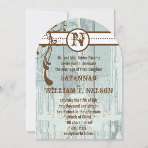 Convite Chocolate Chic Mint Rusn Barn Wood