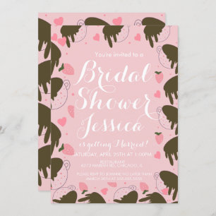 Convite Chocolate de Morango Bonito Derrubando Corações de