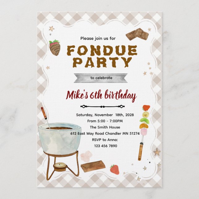 Convite Chocolate Fondue Invitation (Frente)