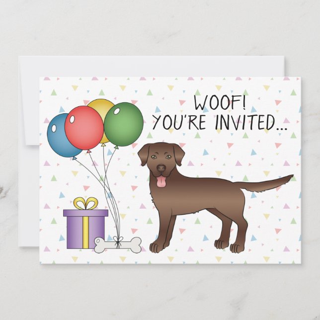 Convite Chocolate Labrador Retriever Cute Dog - Aniversári (Frente)