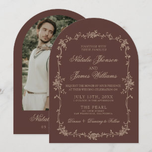 Convite Chocolate Marrom Floral Dinheiro Antigo Casamento 