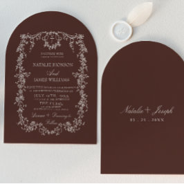 Convite Chocolate Marrom Floral Dinheiro Antigo Casamento 