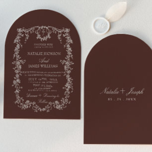 Convite Chocolate Marrom Floral Dinheiro Antigo Casamento 
