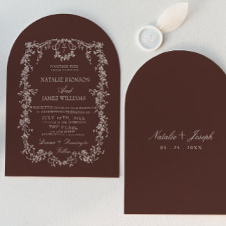 Convite Chocolate Marrom Floral Dinheiro Antigo Casamento