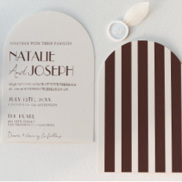 Convite Chocolate Marrom Listrado Dinheiro Antigo Casament
