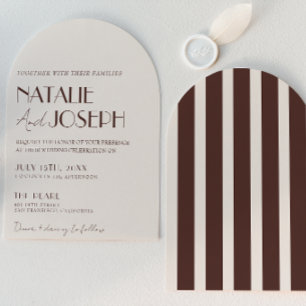 Convite Chocolate Marrom Listrado Dinheiro Antigo Casament