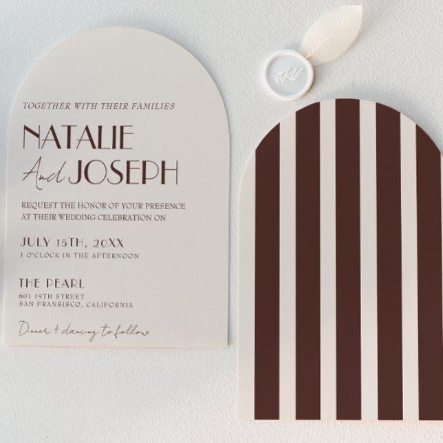 Convite Chocolate Marrom Listrado Dinheiro Antigo Casament (Criador carregado)