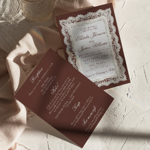 Convite Chocolate Marrom Renda Dinheiro Antigo Tudo em Um