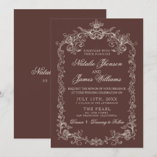 Convite Chocolate Marrom Vintage Casamento Chique Dinheiro