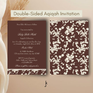 Convite Chocolate Marrom Vintage e Bege Old Money Aqiqah