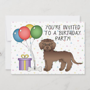 Convite Chocolate Mini Goldendoodle Cartoon Cachorro Anive