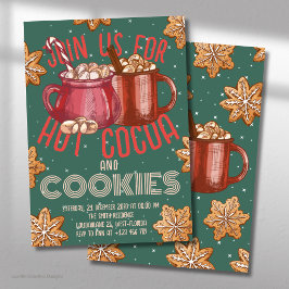 Convite Chocolate Quente Caneca Vermelha & Biscoitos Festa