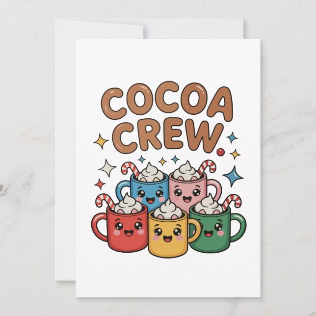 Convite Chocolate Quente Cocoa Crew Kawaii Natal Xmas (Frente)