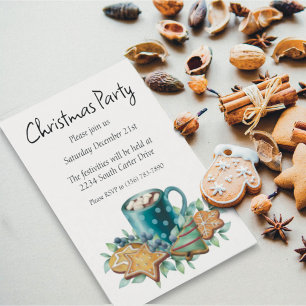 Convite Chocolate quente com cookies e verde de inverno