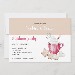 Convite Chocolate Quente De Natal E Biscoitos Aquarela 