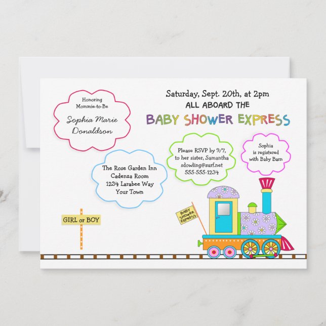 Convite Choo Choo Baby Shower (Frente)