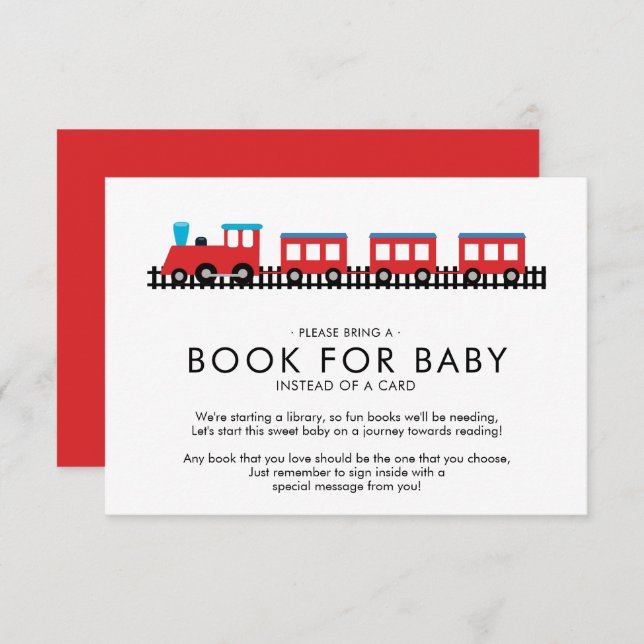 Convite CHOO CHOO TRAIN Chá de fraldas Book para Bebê (Frente/Verso)