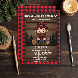 Convite Chop Chop! Chá de fraldas Rustic Lumberjack Flanne