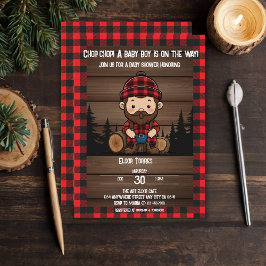 Convite Chop Chop! Chá de fraldas Rustic Lumberjack Flanne