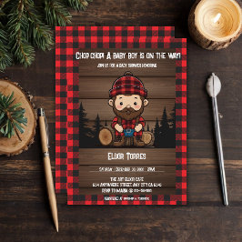Convite Chop Chop! Chá de fraldas Rustic Lumberjack Flanne