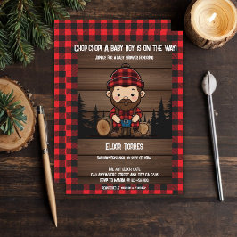 Convite Chop Chop! Chá de fraldas Rustic Lumberjack Flanne