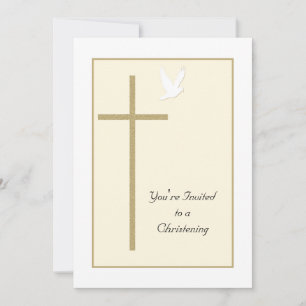 Convite Christening Invite Modelo Cross and Dove