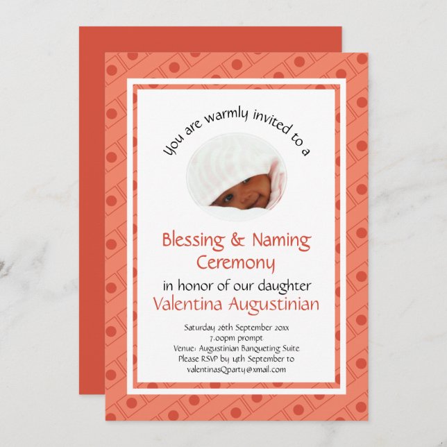Convite Christening | NOMEAÇÃO DE EMBALAGENS | Pontos de c (Frente/Verso)