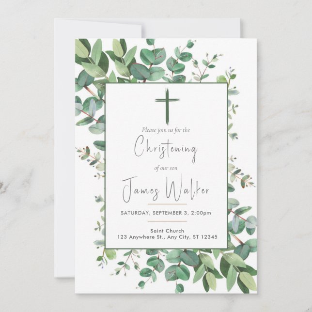 Convite Christening para Baby Baptism (Frente)