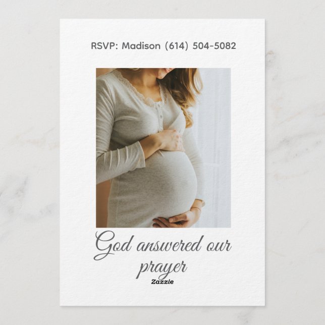 Convite Christian Baby Girl Shower Personalized Text Photo (Verso)
