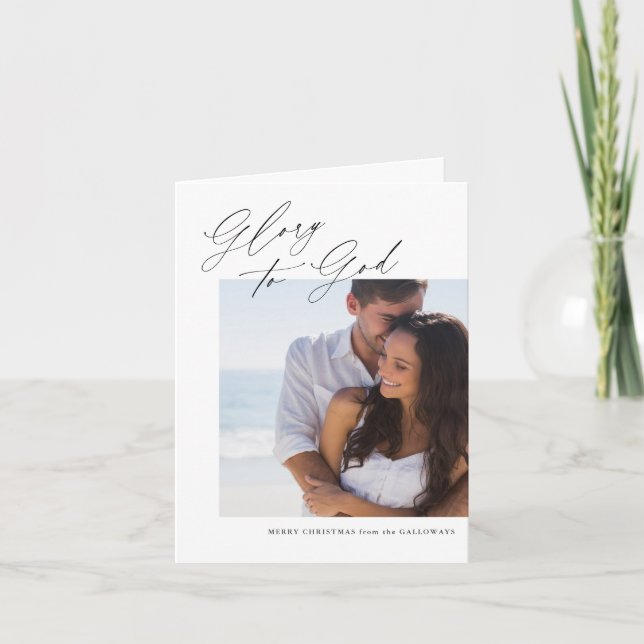 Convite Christian Christmas Calligraphy Photo Card (Frente)