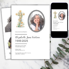 Convite Christian Floral Cross Funeral Foto