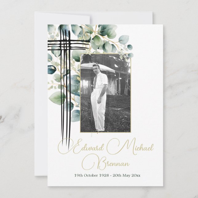 Convite Christian Funeral Memorial Foto Botânica (Frente)