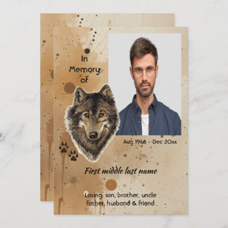 Convite Christian Memorial Keepsake Wolf Wolves Animal