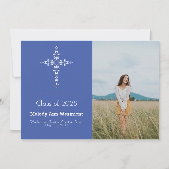 Convite Christian Photo Graduation Announcement Religious (Frente)