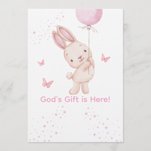 Convite Christian Pink Girl Baby Shower Invitation (Frente)