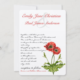 Convite Christian Red Poppy Flower Casation