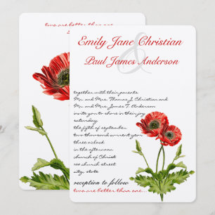 Convite Christian Red Poppy Flower Casation