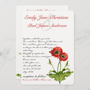 Convite Christian Red Poppy Flower Casation