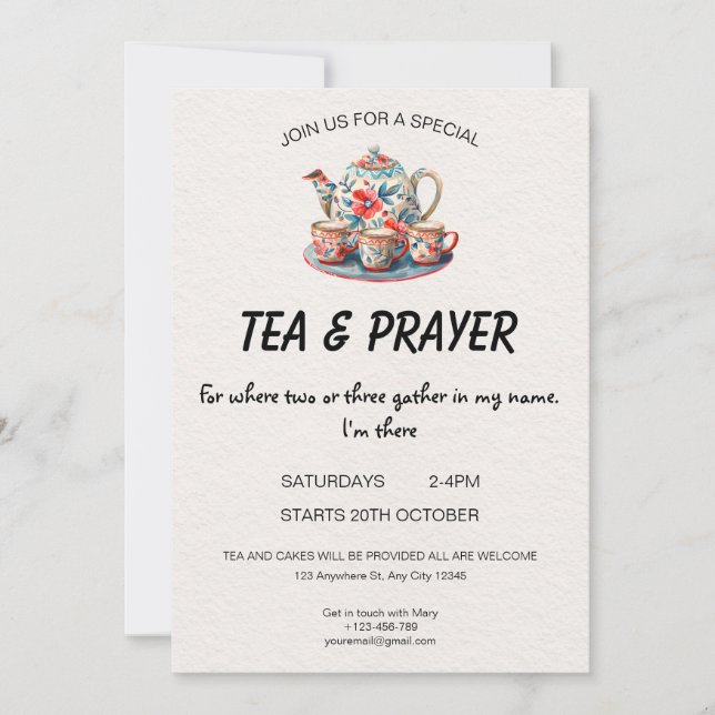 Convite Christian Tea & Prayer (Frente)