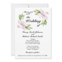 Christian Wedation Invitation Watercolor Magnolias