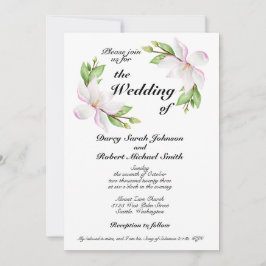 Convite Christian Wedation Invitation Watercolor Magnolias