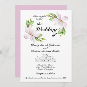 Convite Christian Wedation Invitation Watercolor Magnolias