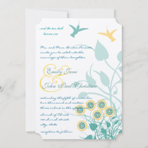 Convite Christian Wedding Invitation Humming Birds Flowers