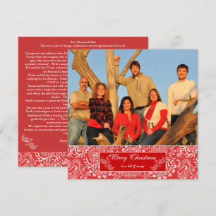 Convite Christma Letter on Back Red Christmas Photo