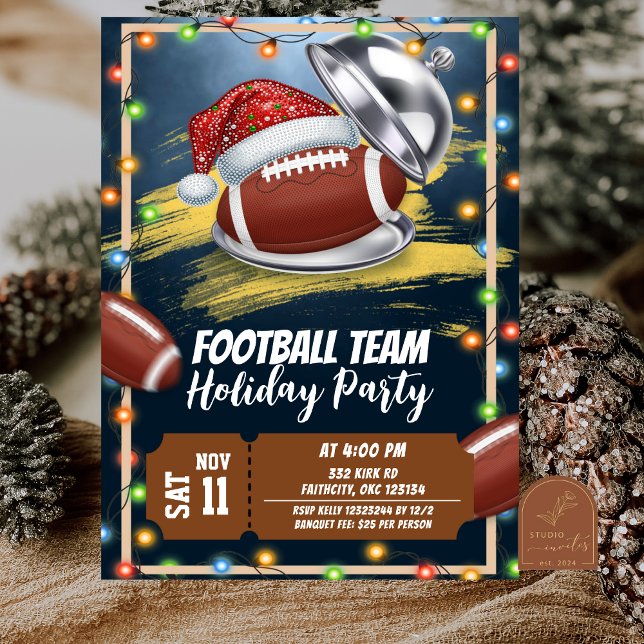 Convite Christmas American Football Holiday Party (Criador carregado)