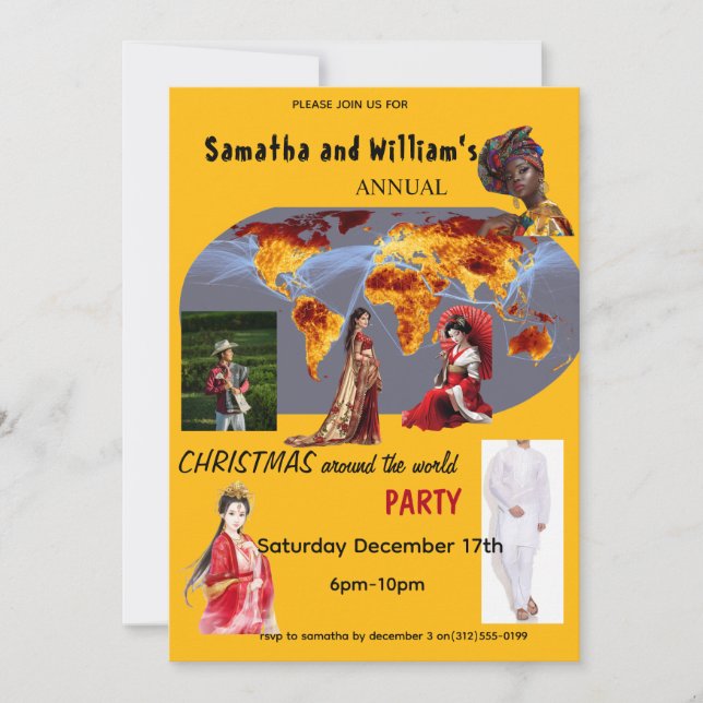 Convite Christmas Around The World Party Invitation (Frente)