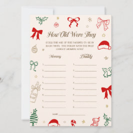 Convite Christmas Baby Shower Guess the Age Game Card
