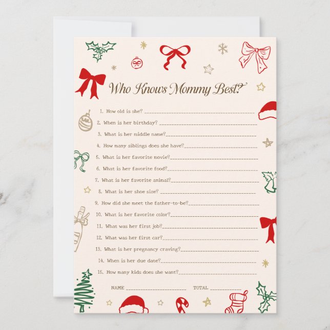 Convite Christmas Baby Shower Who knows Mommy best Card (Frente)