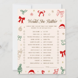 Convite Christmas Baby Shower Would She Rather Game Card