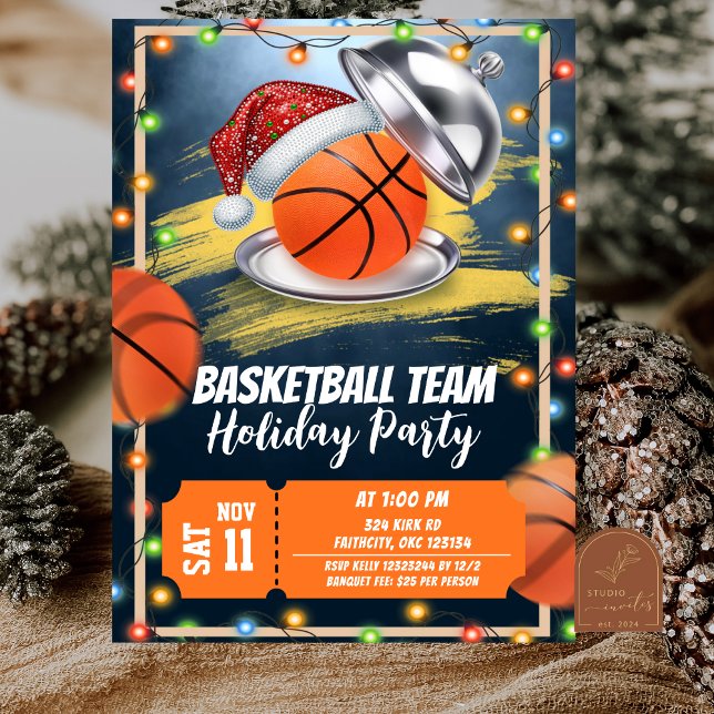 Convite Christmas Basketball Holiday Party (Criador carregado)
